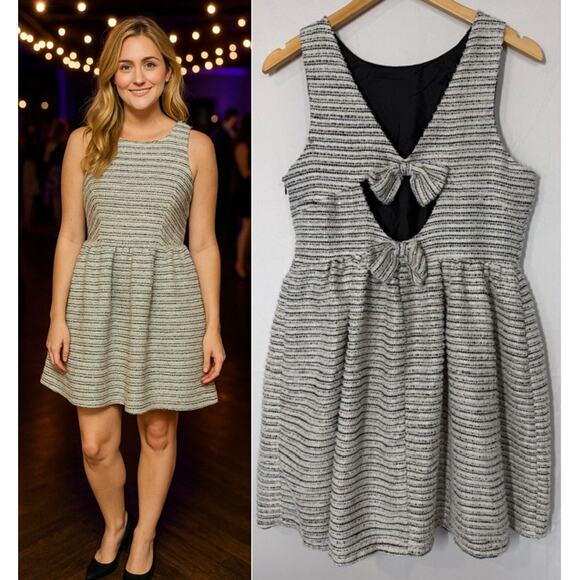 Altar'd State Dresses & Skirts - Altard State Fit & Flare Dress Womens Size Large Cut Out Bows Sparkle Holiday